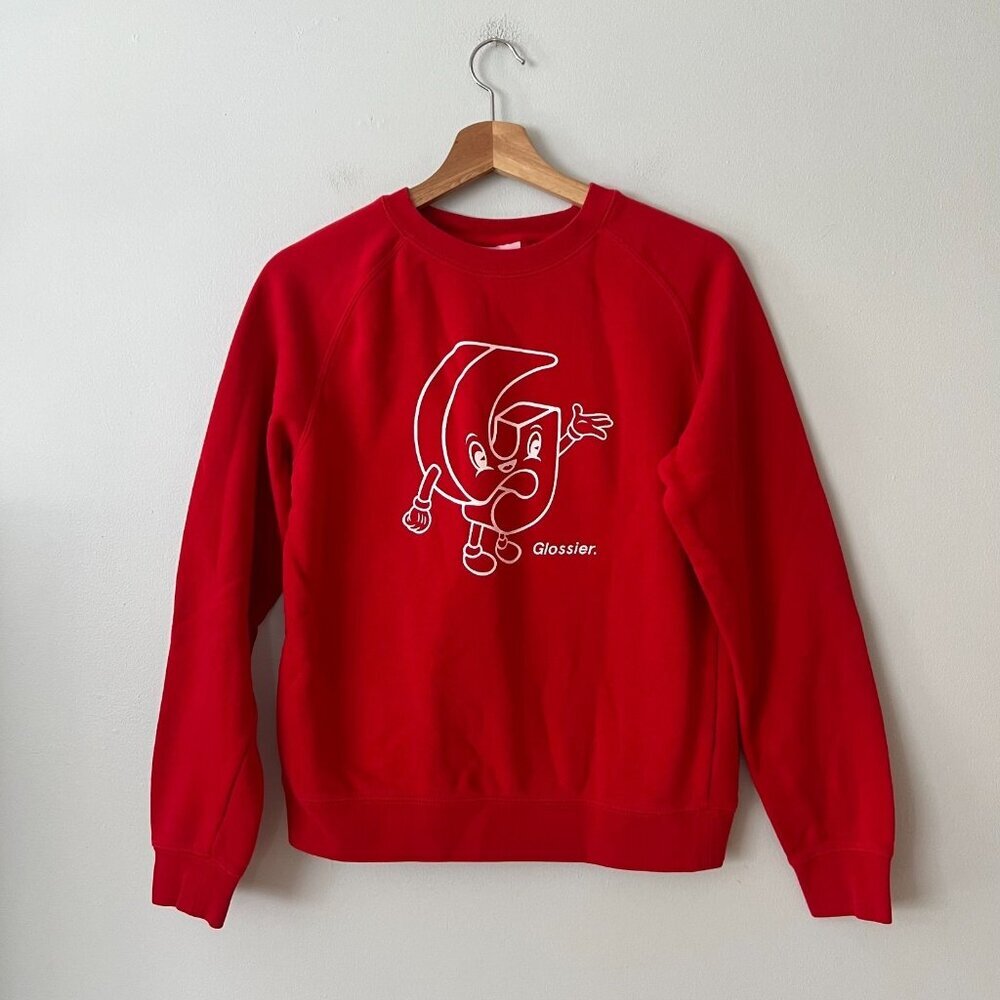 Glossier Red G-Pal Graphic Crewneck Sweatshirt Women's Size Small